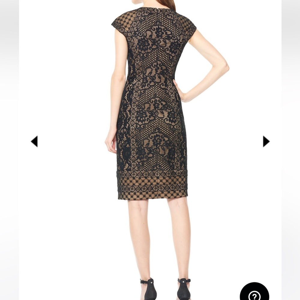 Tadashi Shoji Katori Women's Black Lace Cap Sleeve Dress Size 12 Party Cocktail - Picture 2 of 10